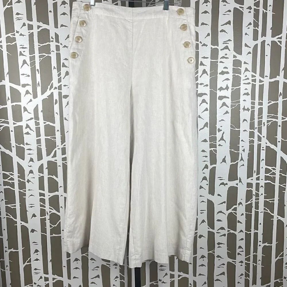 Ann Taylor The Easy Crop Linen High Rise Wide Leg Pants NEW 12